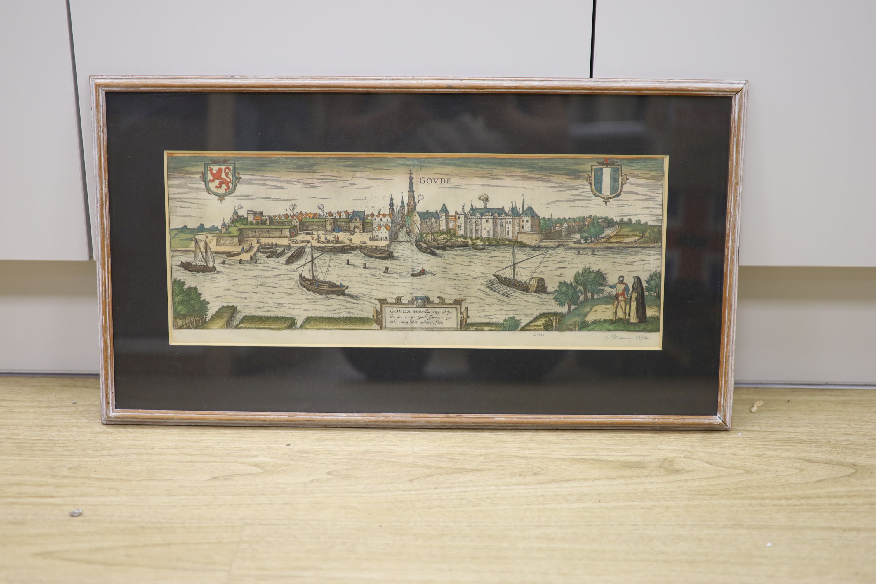 Braun, coloured engraving, View of Gouda, Holland, 1572, 19 x 48cm